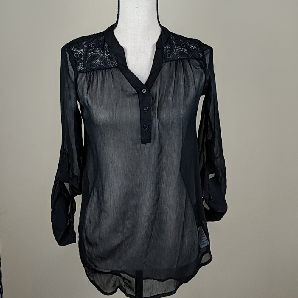 Mossimo Supply Co. Black Sheer Blouse